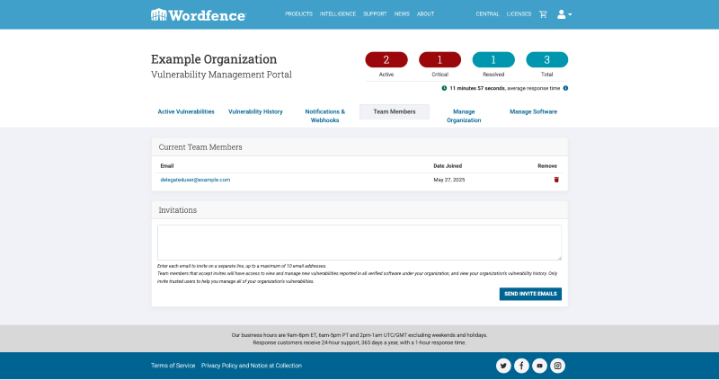 Screenshot of Delegated Team Member Access