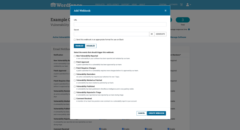 Screenshot of HTTP/Slack Webhook Integration