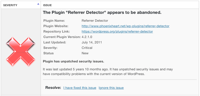abandoned plugin alert