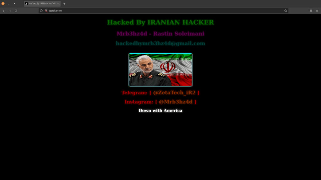 Example of XSS defacement