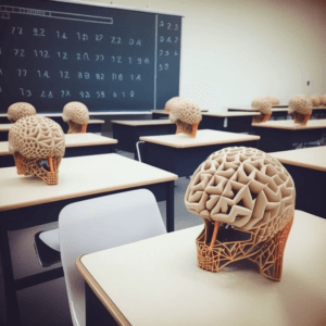 Neural nets sitting at desks in a classroom learning math