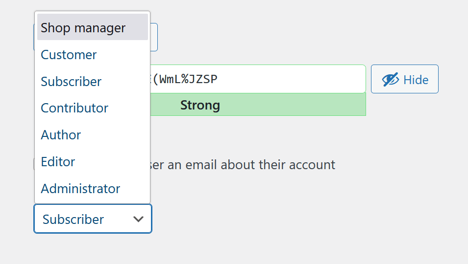 WooCommerce adds new roles of Shop manager and customer.
